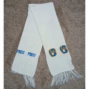 Vintage Milwaukee Brewers Logo Pabst Beer White Fringe Scarf 56"